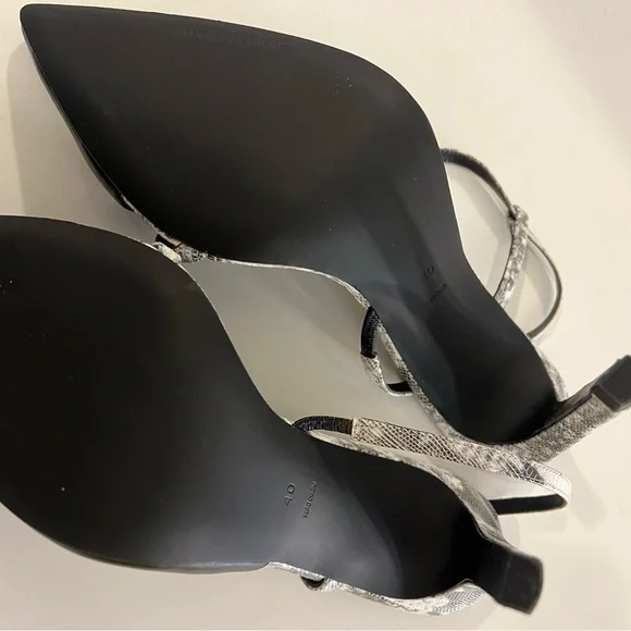 Alexander Wang Black and Gray Leather Slingback Heels - Picture 3 of 4